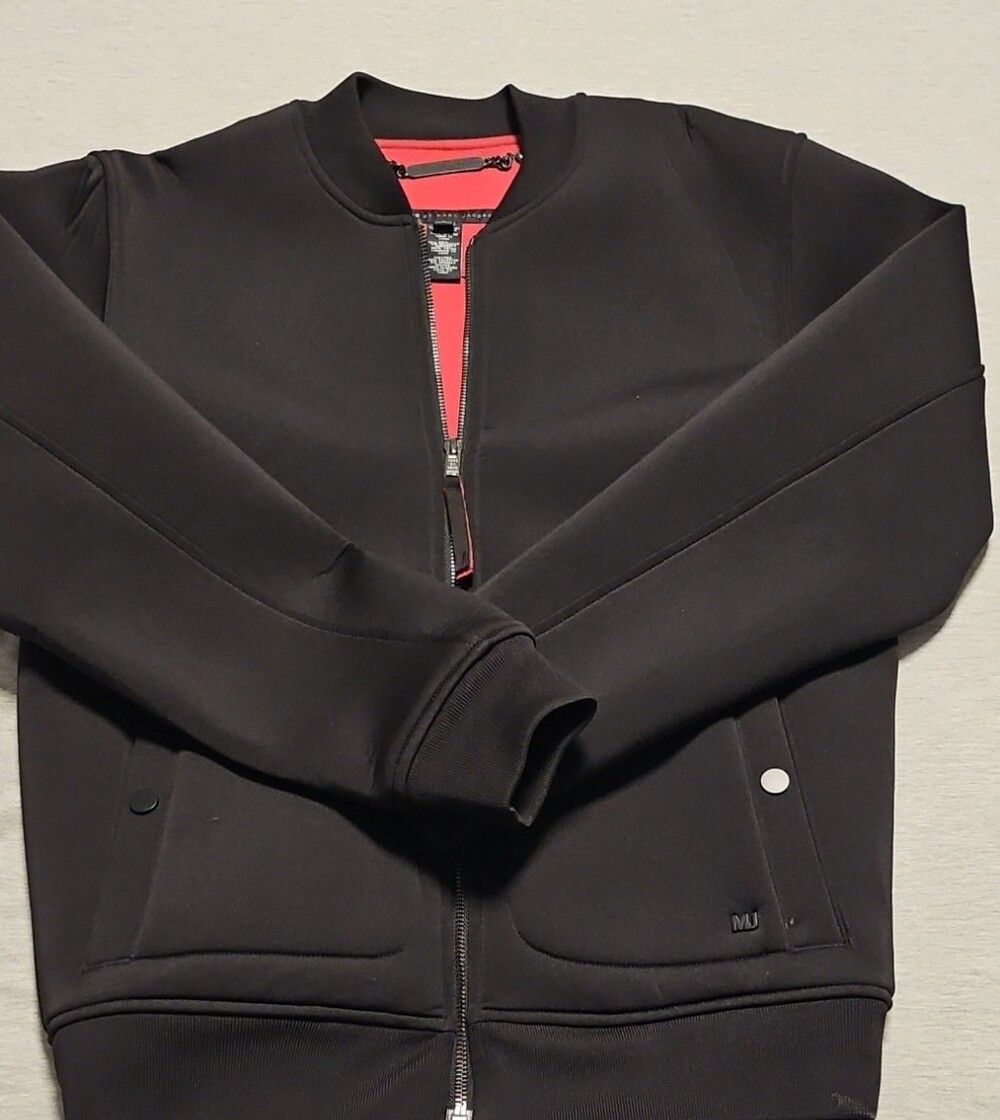 Marc By Marc Jacobs Black Bomber Jacket with Red Interior
